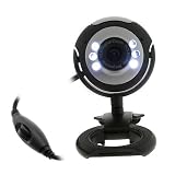 GTMax 8 Mega Pixel USB Webcam with Microphone/Snapshot/6 LED Lights for Laptop/Notebook - Black