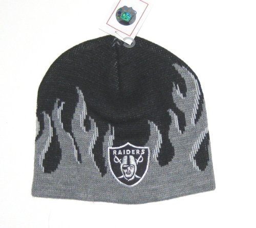 Oakland Raiders NFL Flames Knit Beanie Hat
