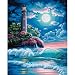 LIGHTHOUSE IN MOONLIGHT PAINT BY NUMBER BY DIMENSIONS