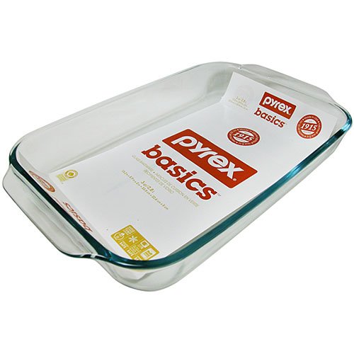 Pyrex Basics 3 Quart Glass Oblong Baking Dish Clear 9 x 13 inch 3 Qt
