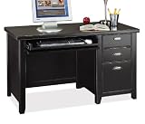Tribeca Loft Black Single Pedestal Desk Distressed Painted Black Finish