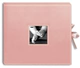 Pioneer 12 Inch by 12 Inch D-Ring Sewn Leatherette Scrapbook Box, Baby Pink