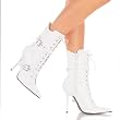 4 1/2 Inch Sexy High Heel Ankle Boot Stiletto Heel Lace-Up Pointed Toe White Patent