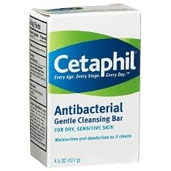 Cetaphil Antibacterial Gentle Cleansing Bar, 4.5-Ounce Bar (Pack of 6)