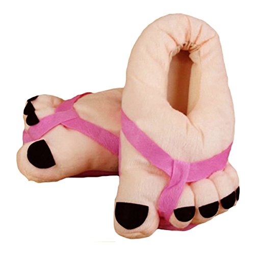 Eforstore Funny Winter Toe Big Feet Warm Soft Plush Slippers Novelty Gift Adult Shoes (Hot Pink)