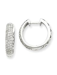 14k White Gold Diamond Hoop Huggie Earrings. Carat Wt- 0.5ct. Metal Wt- 3g