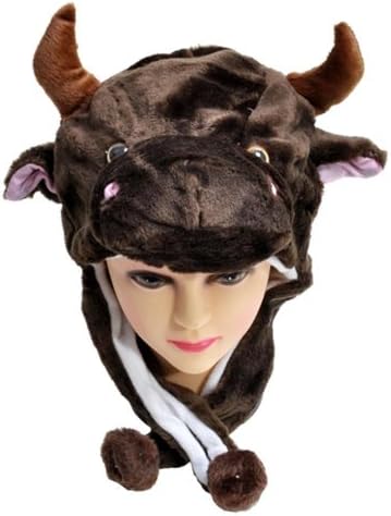 New Animal Fleece Hats - Cow Dark Brown HATCW111477