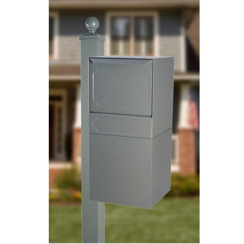 dVault Full Service Locking Mailbox, Gray Post/Column Mount Delivery Vault, Box and Side Mount In-Ground Post Kit, DVU0050-SMPI-2-KIT, Gray