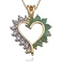 18k Yellow Gold Plated Sterling Silver Genuine Emerald and Diamond Accent Open Heart Pendant, 18"