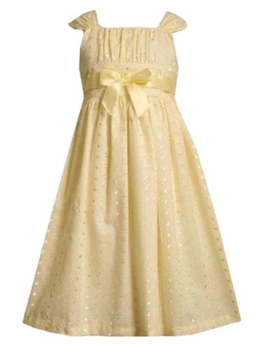 Bonnie Jean Girls PLUS Size YELLOW EMBROIDERED EYELET EMPIRE WAIST Special Occasion Wedding Flower Girl Easter Party Dress Plus Size Inexpensive Flowergirl Gowns