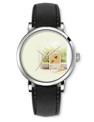 SPRAWL Aanalog Fashion Series Silver Ladies Watches of Genuine Black Leather Strap,Unique Wrist Watch for Women Girls Designed with Message and snail on the window