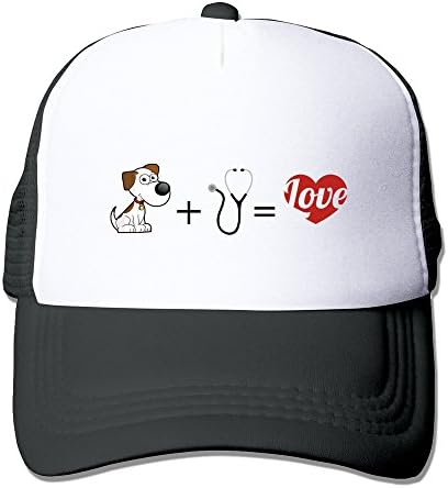 Perfect Two Tone Industrial Coloring Mens Veterinarian's Love Novelty Printing Caps Black