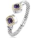 Sterling Silver 18K Gold Twisted Cable Bangle w/Amethyst