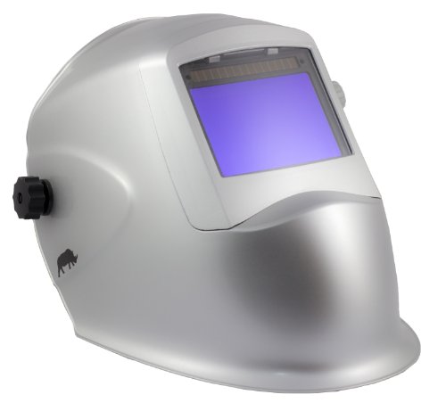 Rhino GIANT LENS Auto Darkening Welding Helmet Hood Mask - Battery and Solar Combo - Silver RH18 On Sale