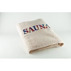 Buscher 201466-3-502 Terry Classic Saunatuch mit Schriftzug "Sauna" 70 x 180 cm, Baumwolle, 470g/qm, beige