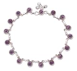 Amethyst anklet, 'Violet Moon' 0.4 W 10.4 L