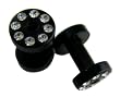 Black With Diamonds Saddle Ear Plugs - Black Solid Saddle Ear Gauges(8 Gauge)