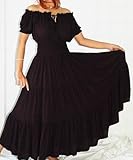 BLACK DRESS PEASANT ETHNIC SMOCKED FITS - M L XL 1X - A752A BLACK DRESS PEASANT ETHNIC SMOCKED FITS - M L XL 1X - A752A