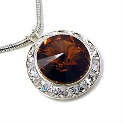Topaz Colored Round Swarovski Crystal Necklace