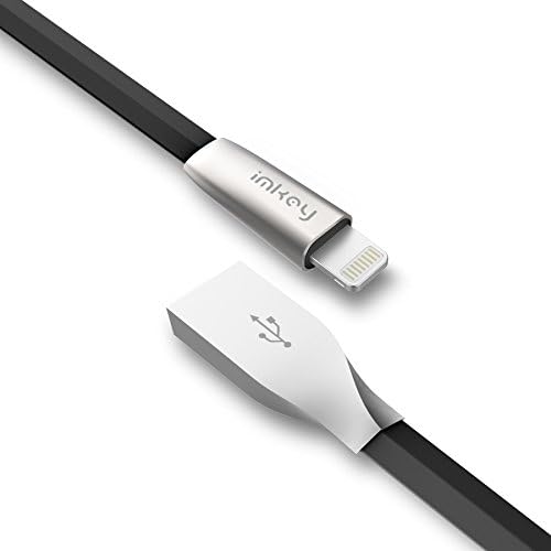 iPhone Cable , IMKEY Apple MFi Certified 6.5 Feet Tangle-Free Zinc-Alloy Lightning to USB Cable for iPhone 7 / 6S / 6 Plus, iPhone SE, iPhone 5S 5C 5, iPad, iPod - (Black)
