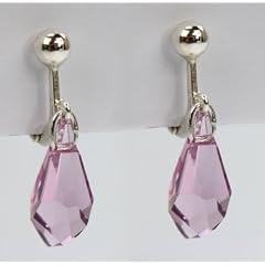 Jewels by premium-kristall� - Ohrclips Tropfen violett - 925 Silber - Ohrringe Made with SWAROVSKI ELEMENTS
