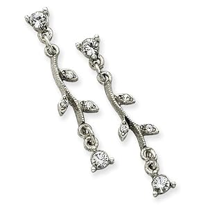 1928 Silver-tone Crystal Vine Post Earrings