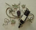 Metal WINE RACK wall mount grapes vines leaf home decor