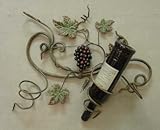 show Metal WINE RACK wall mount grapes vines leaf home decor