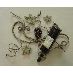 Metal WINE RACK wall mount grapes vines leaf home decor by