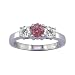 1/2 Ct. Three-Stone Pink & White Diamond Engagement Ring Bridal Style Round Cut in 14K White Gold