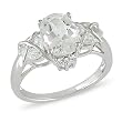 3-1/3 cttw White Topaz and Diamond Accent Ring in 10k White Gold, I1-I2, G-H-I