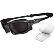 Oakley Wind Jacket Men's Sport Outdoor Sunglasses - Black/Silver Ghost Text/Warm Grey