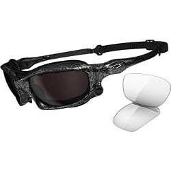 Oakley Wind Jacket Men's Sport Outdoor Sunglasses - Black/Silver Ghost Text/Warm Grey