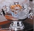 Godinger 4506 Crown Silver Bowl with 6 Crystal Vodka Glasses