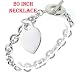 STAINLESS STEEL 20 inch rolo style necklace with dangling engravable heart pendant with toggle lock