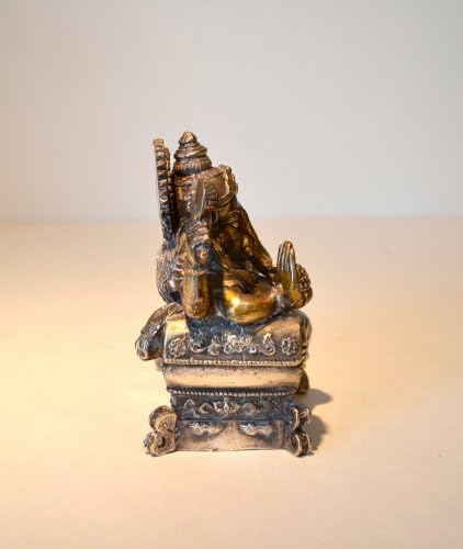 Silver Plated-Ganesh Statue-Figurine-Sculpture-Bust-Beautiful-Detailed-Ganesha