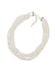 16 Inch + 2 Inch Extension 6 Strand Firecracker and Nugget White Cultured Freshwater Pearl Necklace