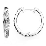 Diamond Huggie Hoop Children Earrings in 14k White Gold (0.13Cttw, SI Clarity, H Color)