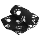 Pet Dog Cat Puppy Kitten Soft Blanket Doggy Warm Bed Mat Paw Print Cushion (Black)