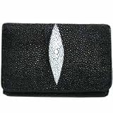Stingray Leather Ladies' Tri-Fold Wallet in Black
