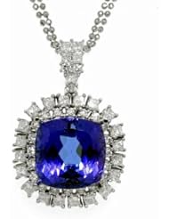 14K White Gold Tanzanite and Diamond Pendant -- LIFETIME WARRANTY