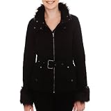Tripp Black Fur Belted Moto Jacket Girls Juniors size: XL