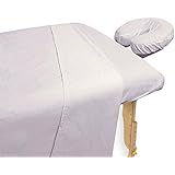 Utopia Bedding Cotton / Polyester Blend 3 Piece Massage Table Sheet Set - White, Includes Fitted Sheet (33"x75"+5"), Flat Sheet (61"x91"), and Head Rest Cover