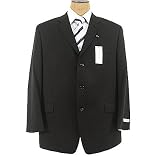 Review Calvin Klein  / Calvin Klein Mens Single Breasted 3 Button Black Pinstripe Wool Suit - Size 50R