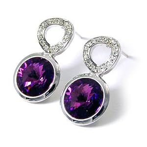 Purple Faceted Swarovski Crystal Dangle Earrings Fashion Jewelry