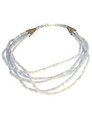 Gemwala Handmade 19" 5-Strand Sterling Silver and Powder Blue Agate Gemstone Necklace