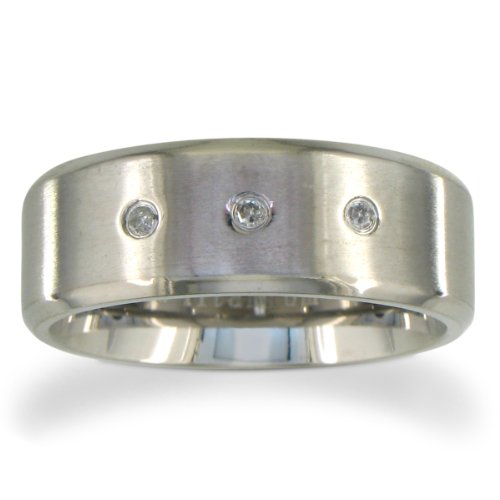 Cheap Titanium Wedding Band With 3 Nice Diamonds in Sizes 7.5 to 13