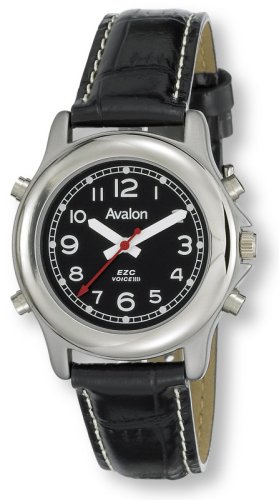 Avalon Low Vision Talking Watch, Silver-Tone w/ Leather Strap # 2509, Avalon Watches, Mens Watches,Mens Avalon Watches