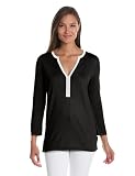 Anne Klein Womens 3/4 Sleeve Contrast Neck Tunic