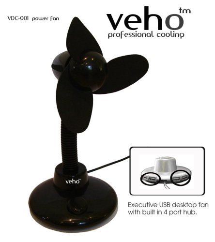 Veho Desktop Fan with integrated 4-port USB Hub